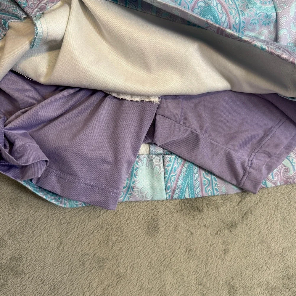 Tail Activewear Golf Skort Size 4 Purple Teal Paisley Athletic Skirt Zipper